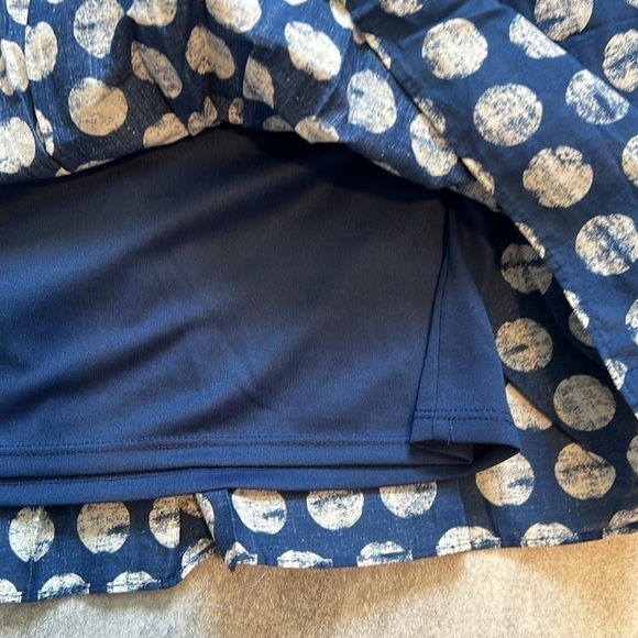 Lane Bryant tiered polka dot skirt blue & white with red band size 18/20 - Picture 6 of 9